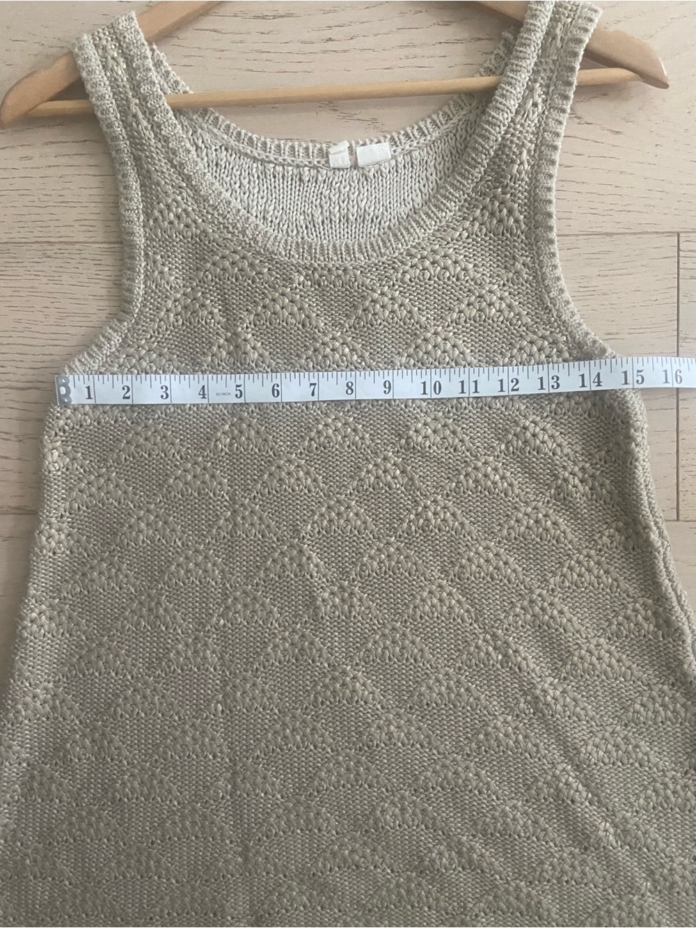 MOTH by Anthropologie Sana Foil Knit Sweater Tank Gold Medium Crochet EUC - Picture 4 of 6